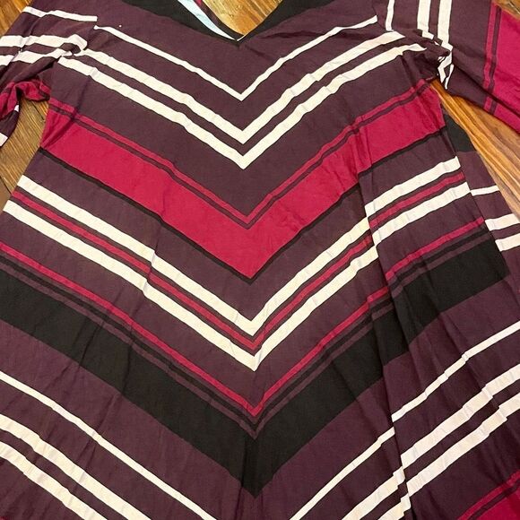 NEW Torrid 2XL Dress Long Sleeves A-Line Chevron Red & Black Comfy - Picture 3 of 13